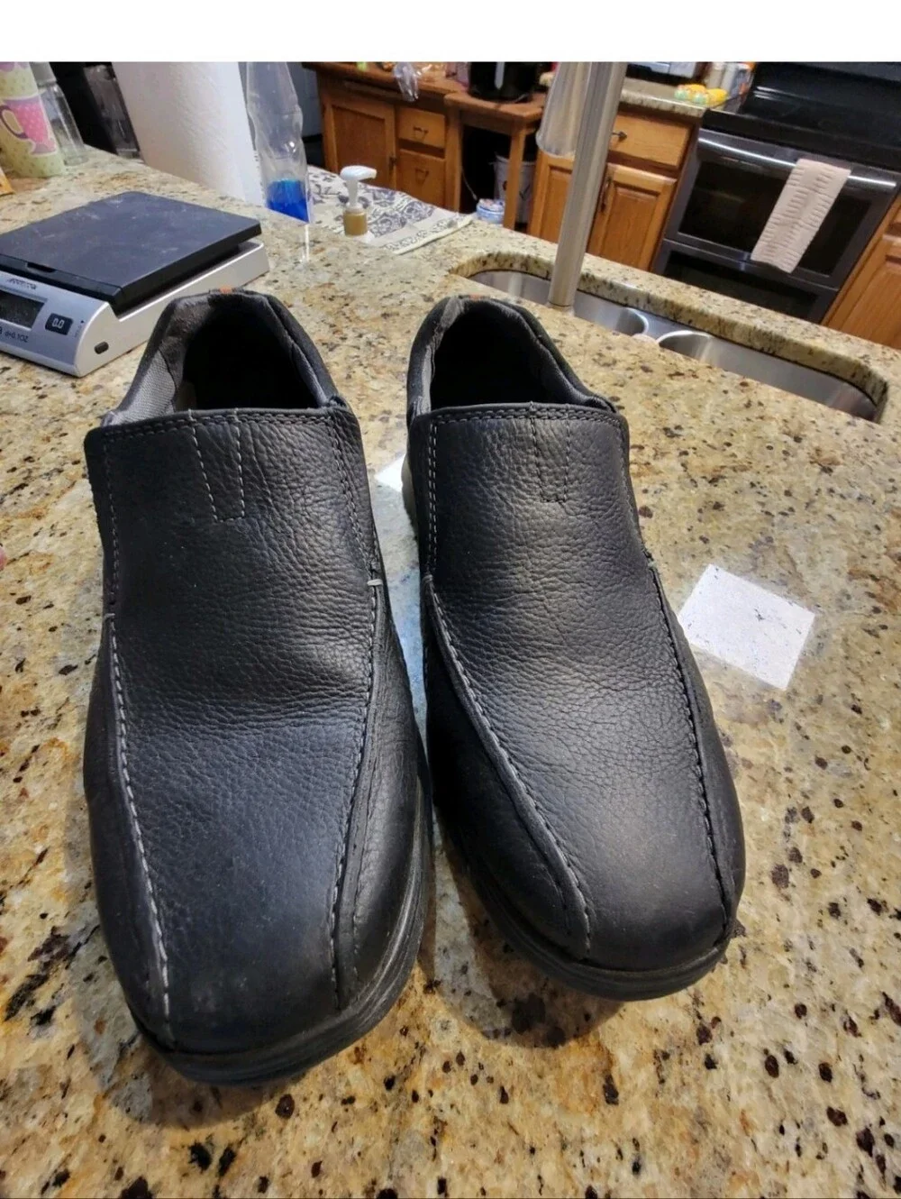 Clarks #14885 Black Pebbled Mens Ultimate Comfort Loafer Shoes 11W